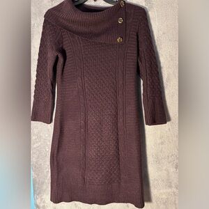 Elegant Chic Women's Sweater Dress in Rich Burgundy